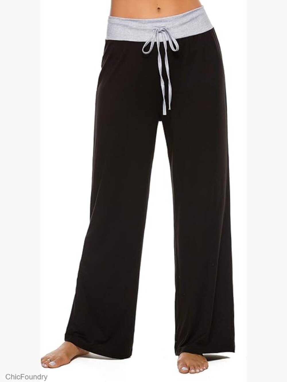 Soft High Waisted Wide Leg Lounge Pants with Pockets Drawstring